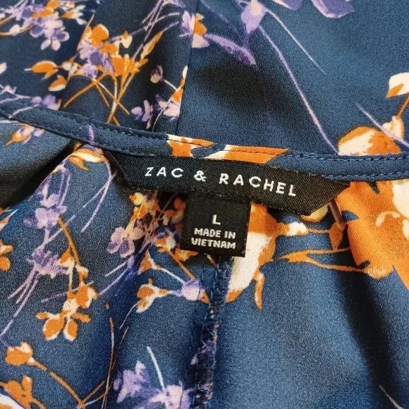 Zac & Rachel Navy Blue With Purple And Orange Flowers - Picture 10 of 12